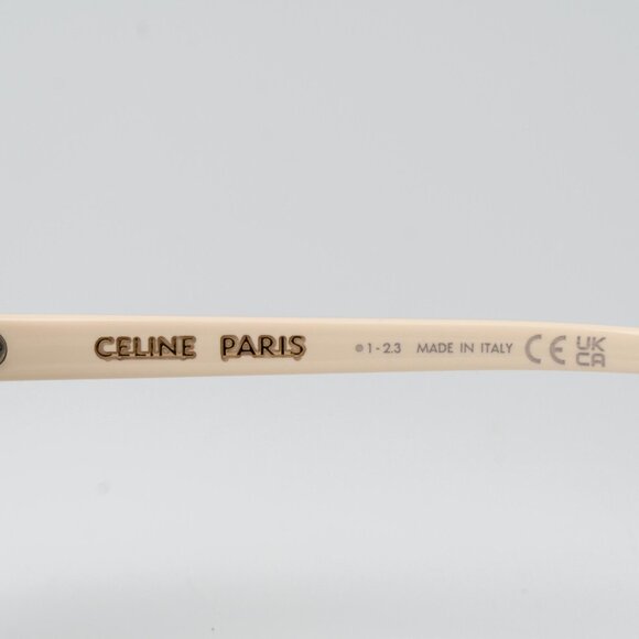Celine THIN Women Sunglasses Ivory Khaki Cat Eye CL40264U 25N BRAND NEW - Picture 9 of 11
